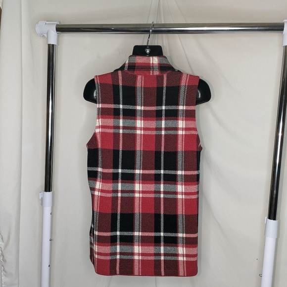 Chaps Plaid Moto Sweater Vest - Picture 6 of 7